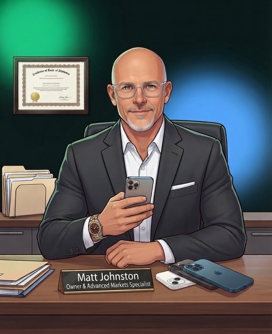 Illustrated portrait of Matt Johnston